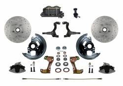 LEED Brakes - Manual Front Disc Brake Conversion Kit Cross Drilled And Slotted with Cast Iron M/C Adjustable Proportioning Valve