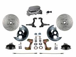 LEED Brakes - Manual Front Disc Brake Conversion Kit Cross Drilled And Slotted with Chrome Aluminum Flat Top M/C Adjustable Proportioning Valve