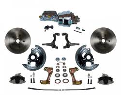 LEED Brakes - Power Front Disc Brake Conversion Kit with 7" Dual Chrome Booster Flat Top Chrome M/C Adjustable Proportioning Valve