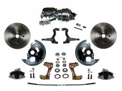 LEED Brakes - Power Front Disc Brake Conversion Kit with 7" Dual Chrome Booster Flat Top Chrome M/C Disc/Drum Side Mount