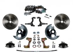 LEED Brakes - Power Front Disc Brake Conversion Kit with 7" Dual Chrome Booster Cast Iron Chrome Top M/C Disc/Disc Side Mount