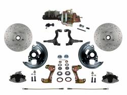 LEED Brakes - Power Front Disc Brake Conversion Kit Cross Drilled and Slotted Rotors with 8" Dual Zinc Booster Cast Iron M/C Adjustable Proportioning Valve