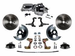 LEED Brakes - Power Front Disc Brake Conversion Kit with 8" Dual Chrome Booster Flat Top Chrome M/C Adjustable Proportioning Valve