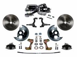 LEED Brakes - Power Front Disc Brake Conversion Kit with 8" Dual Chrome Booster Flat Top Chrome M/C Disc/Drum Side Mount