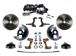 LEED Brakes - Power Front Disc Brake Conversion Kit with 8" Dual Chrome Booster Cast Iron Chrome Top M/C Disc/Drum Side Mount