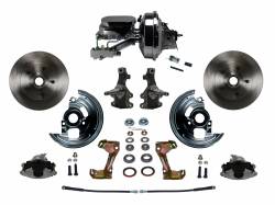 LEED Brakes - Power Front Disc Brake Conversion Kit 2" Drop Spindle with 9" Chrome Booster Flat Top Chrome M/C Disc/Drum Side Mount