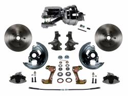 LEED Brakes - Power Front Disc Brake Conversion Kit 2" Drop Spindle with 8" Dual Chrome Booster Flat Top Chrome M/C Disc/Drum Side Mount