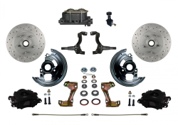 LEED Brakes - Manual Front Disc Brake Kit Drilled And Slotted Rotors, Black Powder Coated Calipers with Adjustable Proportioning Valve