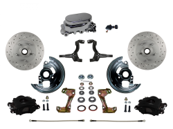 LEED Brakes - Manual Front Disc Brake Kit Drilled And Slotted Rotors, Black Powder Coated Calipers with Chrome M/C Adjustable Proportioning Valve