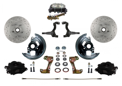 LEED Brakes - Manual Front Disc Brake Kit MaxGrip XDS Drilled & Slotted Rotors Black Powder Coated Calipers Disc/Disc