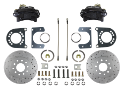 LEED Brakes - Rear Disc Brake Conversion Kit - MaxGrip XDS - Black Powder Coated Calipers - Ford 9in Large bearing