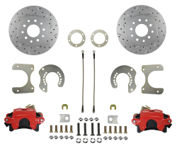 LEED Brakes - Rear Disc Brake Conversion Kit - with MaxGrip XDS Rotors - Red Powder Coated Calipers Mopar 8-3/4 9-3/4 Rear Axles
