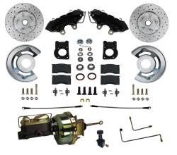 LEED Brakes - 1964-66 Mustang Power Front Kit with Drilled Rotors and Black Powder Coated Calipers for Factory Automatic Transmission Cars