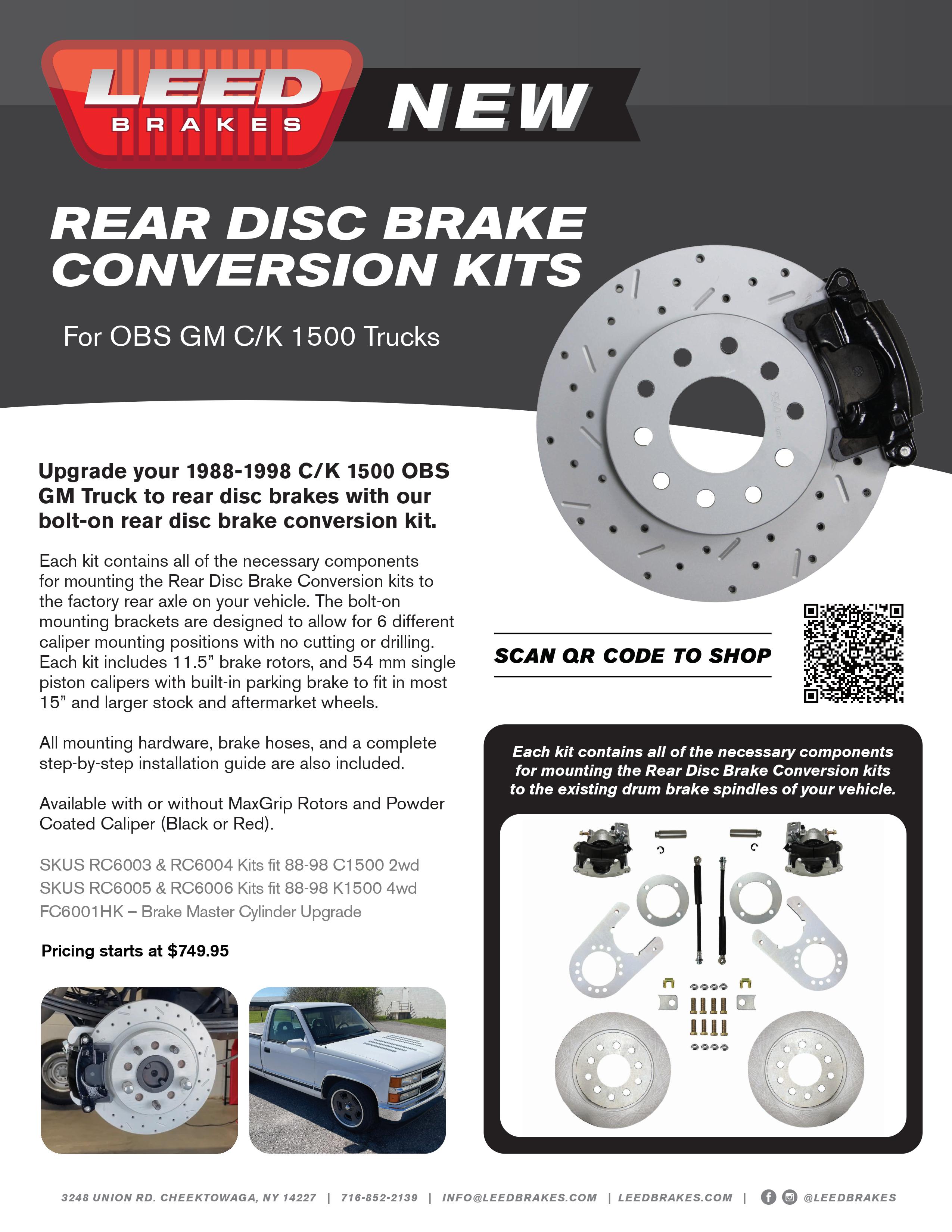 LEED Brakes Rear Disc Brake Conversion Kits for OBS GM C/K 1500 Trucks