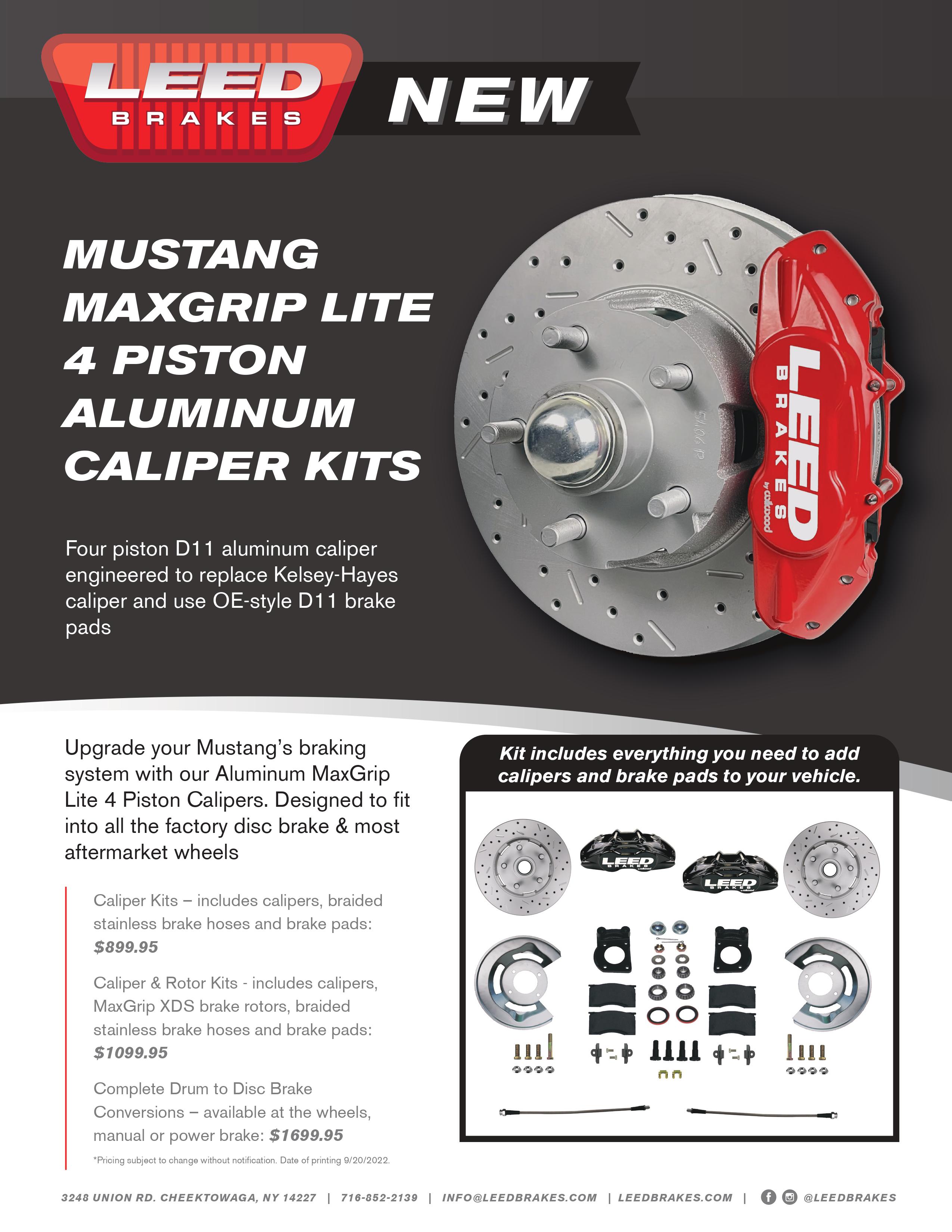 LEED Brakes Mustang Maxgrip Lite 4 Piston Aluminum Caliper Kits