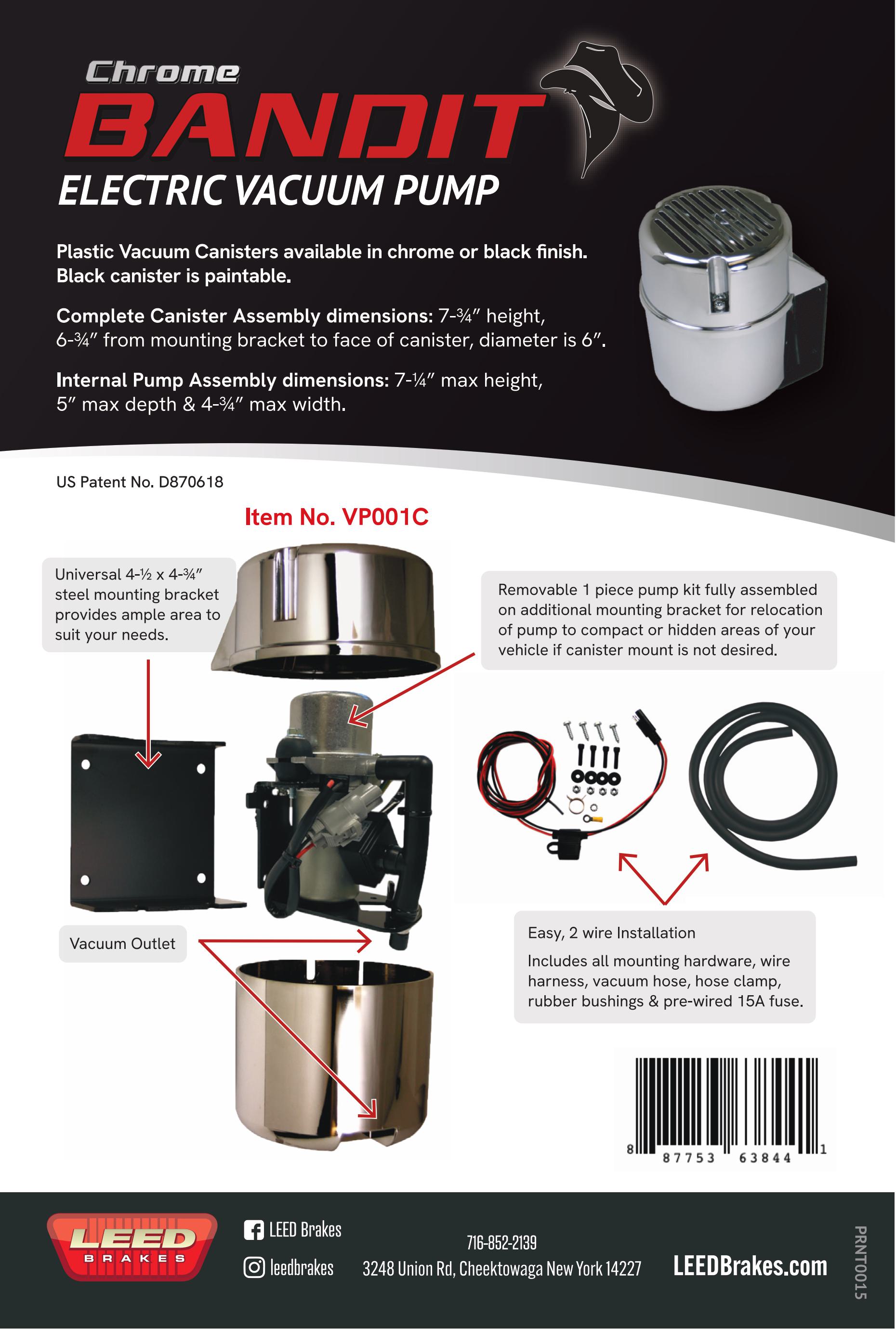 Brake Booster Vacuum Pump Dimensions