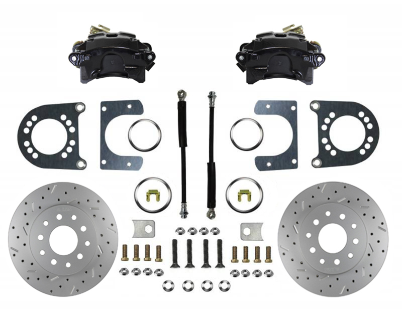Rear Disc Brake Conversion Kit - GM Full Size - Black Calipers & MaxGrip XDS