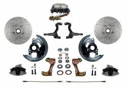 LEED Brakes - Manual Front Disc Brake Conversion Kit Cross Drilled And Slotted with Cast Iron M/C Disc/Disc Side Mount
