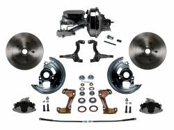 LEED Brakes - Power Front Disc Brake Conversion Kit with 9" Chrome Booster Flat Top Chrome M/C Disc/Drum Side Mount