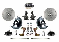 LEED Brakes - Manual Front Disc Brake Conversion Kit 2" Drop Spindle Cross Drilled and Slotted Rotors with Cast Iron M/C Disc/Drum Bottom Mount