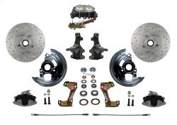 LEED Brakes - Manual Front Disc Brake Conversion 2" Drop Spindle Cross Drilled And Slotted with Cast Iron M/C Disc/Drum Side Mount