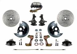 LEED Brakes - Manual Front Disc Brake Conversion 2" Drop Spindle Cross Drilled And Slotted with Cast Iron M/C Disc/Disc Side Mount