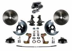 LEED Brakes - Manual Front Disc Brake Conversion 2" Drop Spindle with Chrome Aluminum Flat Top M/C Disc/Drum Side Mount