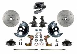 LEED Brakes - Manual Front Disc Brake Conversion 2" Drop Spindle Cross Drilled And Slotted with Chrome Aluminum Flat Top M/C Disc/Drum Side Mount