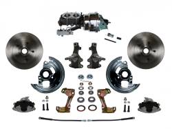 LEED Brakes - Power Front Disc Brake Conversion Kit 2" Drop Spindle with 7" Dual Chrome Booster Cast Iron Chrome Top M/C Disc/Disc Side Mount