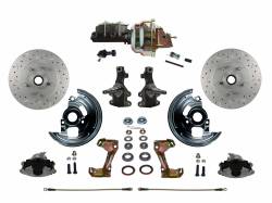LEED Brakes - Power Front Disc Brake Conversion Kit 2" Drop Spindle Cross Drilled and Slotted Rotors with 8" Dual Zinc Booster Cast Iron M/C Adjustable Proportioning Valve