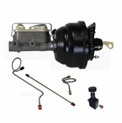 LEED Brakes - 8 inch Dual Diaphragm power brake booster, 1 inch bore master cylinder with Brake line kit and Adjustable Valve (Black)