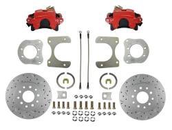 LEED Brakes - Rear Disc Brake Conversion Kit with MaxGrip XDS Rotors Red Calipers - Dana 35, Dana 44, Chrysler 8-1/4