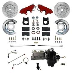 LEED Brakes - Power Front Kit with Drilled Rotors and Red Powder Coated Calipers