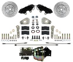 Power Front Kit with Drilled Rotors and Black Powder Coated  Calipers Ford Full Size 4 Piston - Y Block Cars