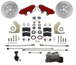 LEED Brakes - Manual Front Kit with Drilled Rotors and Red Powder Coated Calipers