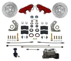 LEED Brakes - Manual Front Kit with Drilled Rotors and Red Powder Coated Calipers