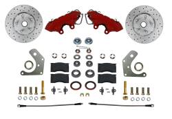 Spindle Kit with Drilled Rotors and Red Powder Coated Calipers