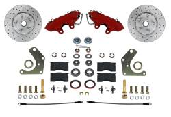Spindle Kit with Drilled Rotors and Red Powder Coated Calipers