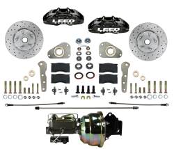 LEED Brakes - 1957–1968 Ford Full-Size Power Front Disc Brake Conversion Kit – MaxGrip Lite 4-Piston, Black Calipers