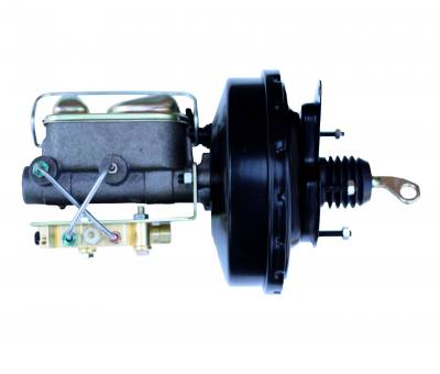 LEED Brakes - 9 inch power brake booster with bracket, 1 inch bore master cylinder , Bottom mount valve, disc/disc (Black)