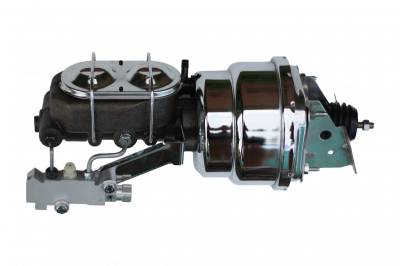 LEED Brakes - 7 inch Dual power booster , 1-1/8 inch Bore master with Chrome Lid & side mount valve, disc/drum (Chrome)
