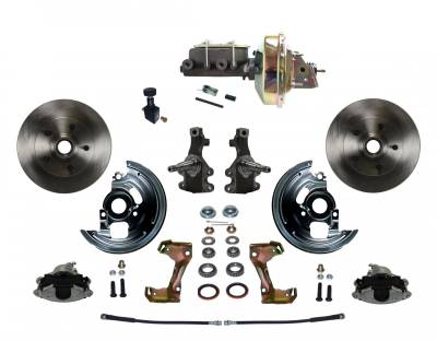 Power Front Disc Brake Conversion Kit 2" Drop Spindle with 9" Zinc Booster Cast Iron M/C Adjustable Proportioning Valve