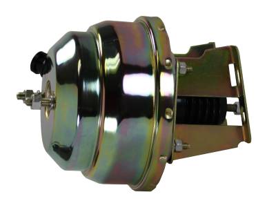 8 inch Dual power booster , 1-1/8 inch Bore master, side mount valve,  disc/drum (Zinc)