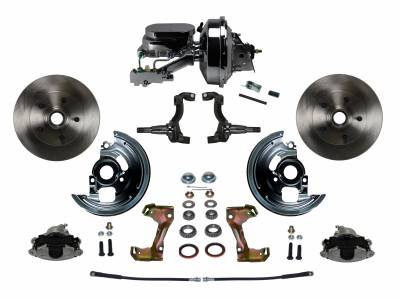 Power Front Disc Brake Conversion Kit with 9" Chrome Booster Flat Top Chrome M/C Disc/Drum Side Mount
