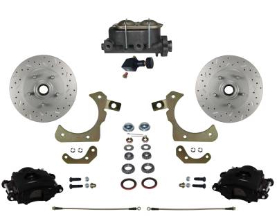 Manual Front Disc Brake Conversion Kit with Adjustable Proportioning Valve  | MaxGrip XDS | Black Calipers