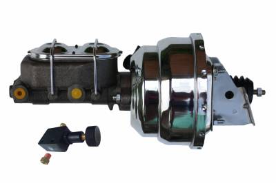 LEED Brakes - 8 inch dual power brake booster, 1 inch bore master cylinder (Chrome Lid), adjustable proportioning valve