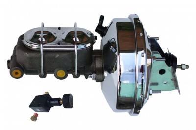 LEED Brakes - 9 inch Single Diaphragm Power Booster, 1 inch Bore Master Cylinder, adjustable proportioning valve (Cast Iron, Chrome Lid)