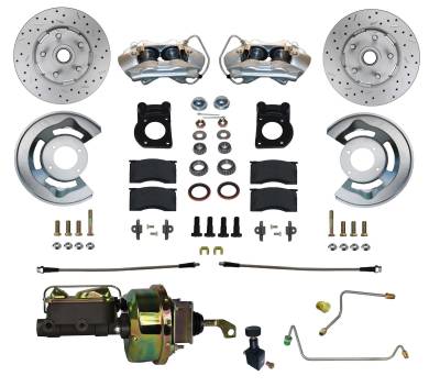 LEED Brakes - Power Disc Brake Conversion 64.5-66 Ford Manual Trans | 4 Piston Calipers MaxGrip XDS Rotors