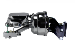Power Brake Booster Kits - Power Brakes - 4 Wheel Disc Brakes - LEED Brakes - 8 inch Dual power booster , 1-1/8 inch Bore Flat Top master, side mount valve, disc/disc (Chrome)