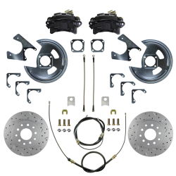 Rear Disc Brake Conversion Kit - MaxGrip XDS - Black Powder Coated Calipers - GM 10 & 12 Bolt Axles 5 x4.75 with Staggered Shocks